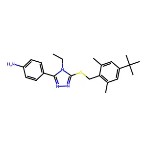 4-[5-[(4-tert-butyl-2,6-dimethylphenyl)methylsulfanyl]-4-ethyl-1,2,4-triazol-3-yl]aniline structure