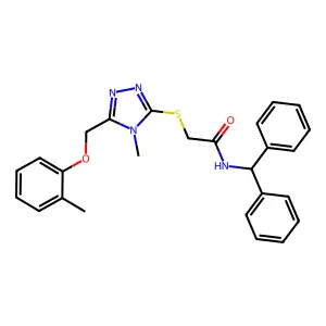 N-benzhydryl-2-[[4-methyl-5-[(2-methylphenoxy)methyl]-1,2,4-triazol-3-yl]sulfanyl]acetamide structure