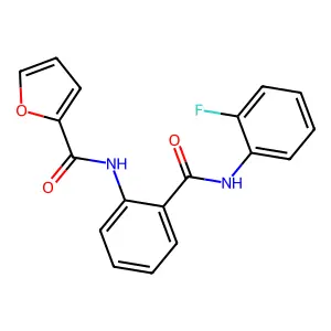 N-{2-[(2-fluoroanilino)carbonyl]phenyl}-2-furamide structure