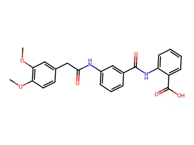 2-[(3-{[(3,4-Dimethoxyphenyl)acetyl]amino}benzoyl)amino]benzoic acid structure