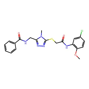 N-[[5-[2-(5-chloro-2-methoxyanilino)-2-oxoethyl]sulfanyl-4-methyl-1,2,4-triazol-3-yl]methyl]benzamide structure