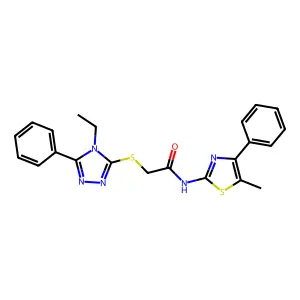 2-[(4-ethyl-5-phenyl-1,2,4-triazol-3-yl)sulfanyl]-N-(5-methyl-4-phenyl-1,3-thiazol-2-yl)acetamide structure