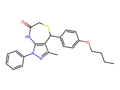 4-(4-butoxyphenyl)-3-methyl-1-phenyl-4,8-dihydro-1H-pyrazolo[3,4-e][1,4]thiazepin-7(6H)-one structure