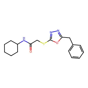 2-[(5-benzyl-1,3,4-oxadiazol-2-yl)sulfanyl]-N-cyclohexylacetamide structure