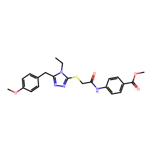 methyl 4-[({[4-ethyl-5-(4-methoxybenzyl)-4H-1,2,4-triazol-3-yl]sulfanyl}acetyl)amino]benzoate structure