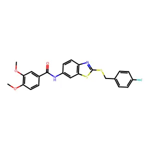 N-[2-[(4-fluorophenyl)methylsulfanyl]-1,3-benzothiazol-6-yl]-3,4-dimethoxybenzamide structure