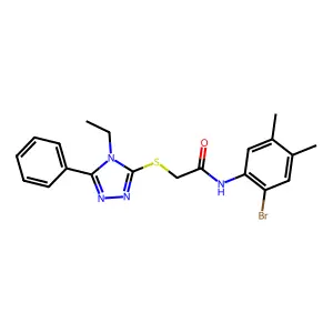 N-(2-bromo-4,5-dimethylphenyl)-2-[(4-ethyl-5-phenyl-1,2,4-triazol-3-yl)sulfanyl]acetamide structure