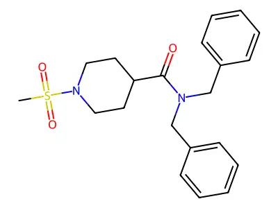 N,N-dibenzyl-1-methylsulfonylpiperidine-4-carboxamide structure