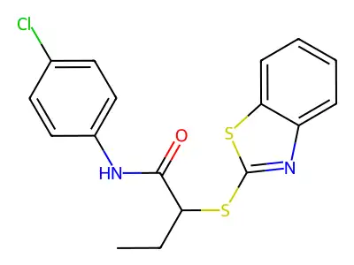 2-(1,3-benzothiazol-2-ylsulfanyl)-N-(4-chlorophenyl)butanamide structure