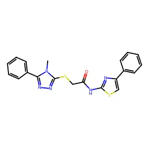 2-[(4-methyl-5-phenyl-1,2,4-triazol-3-yl)sulfanyl]-N-(4-phenyl-1,3-thiazol-2-yl)acetamide structure