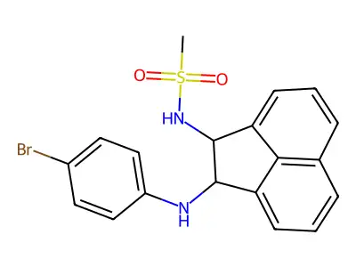 N-[2-(4-bromoanilino)-1,2-dihydroacenaphthylen-1-yl]methanesulfonamide structure