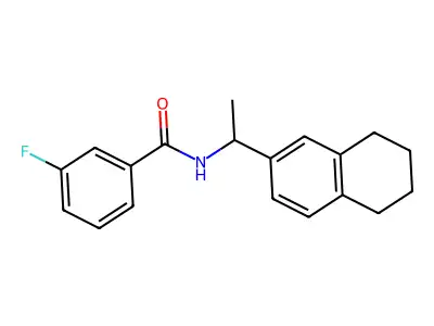 3-fluoro-N-[1-(5,6,7,8-tetrahydronaphthalen-2-yl)ethyl]benzamide structure