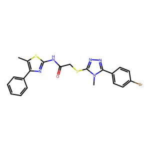 2-[[5-(4-bromophenyl)-4-methyl-1,2,4-triazol-3-yl]sulfanyl]-N-(5-methyl-4-phenyl-1,3-thiazol-2-yl)acetamide structure