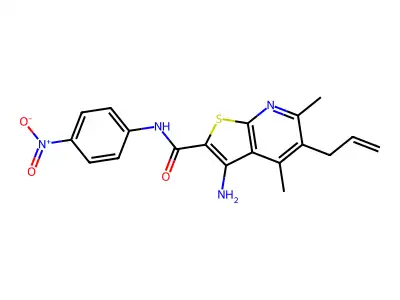 3-amino-4,6-dimethyl-N-(4-nitrophenyl)-5-prop-2-enylthieno[2,3-b]pyridine-2-carboxamide structure