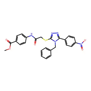 methyl 4-[({[4-benzyl-5-(4-nitrophenyl)-4H-1,2,4-triazol-3-yl]sulfanyl}acetyl)amino]benzoate structure