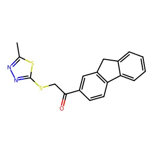 1-(9H-fluoren-2-yl)-2-[(5-methyl-1,3,4-thiadiazol-2-yl)sulfanyl]ethanone structure