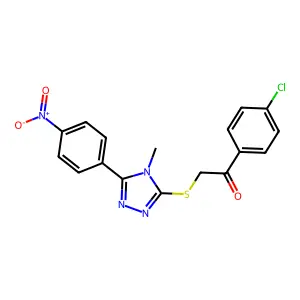 1-(4-chlorophenyl)-2-[[4-methyl-5-(4-nitrophenyl)-1,2,4-triazol-3-yl]sulfanyl]ethanone structure