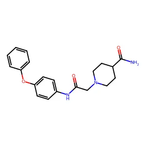 1-{[N-(4-phenoxyphenyl)carbamoyl]methyl}piperidine-4-carboxamide structure