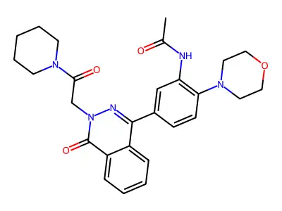 N-(2-morpholino-5-(4-oxo-3-(2-oxo-2-(piperidin-1-yl)ethyl)-3,4-dihydrophthalazin-1-yl)phenyl)acetamide structure