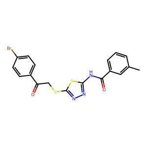 N-(5-{[2-(4-bromophenyl)-2-oxoethyl]sulfanyl}-1,3,4-thiadiazol-2-yl)-3-methylbenzamide structure