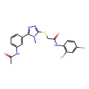 2-({5-[3-(acetylamino)phenyl]-4-methyl-4H-1,2,4-triazol-3-yl}sulfanyl)-N-(2,4-dichlorophenyl)acetamide structure