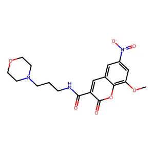 8-methoxy-N-(3-morpholin-4-ylpropyl)-6-nitro-2-oxochromene-3-carboxamide structure