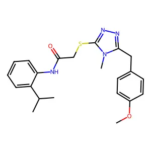 2-[[5-[(4-methoxyphenyl)methyl]-4-methyl-1,2,4-triazol-3-yl]sulfanyl]-N-(2-propan-2-ylphenyl)acetamide structure