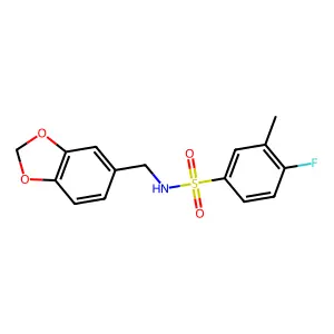 N-(1,3-benzodioxol-5-ylmethyl)-4-fluoro-3-methylbenzenesulfonamide structure