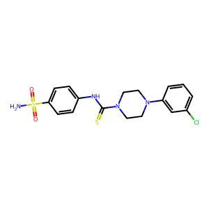 4-(3-chlorophenyl)-N-(4-sulfamoylphenyl)piperazine-1-carbothioamide structure