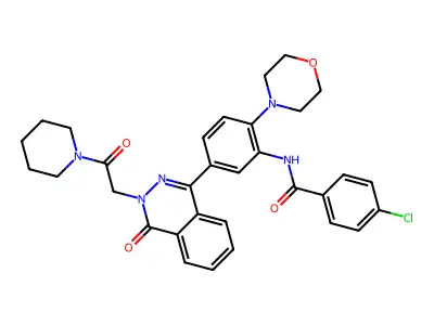 4-chloro-N-(2-morpholino-5-(4-oxo-3-(2-oxo-2-(piperidin-1-yl)ethyl)-3,4-dihydrophthalazin-1-yl)phenyl)benzamide structure