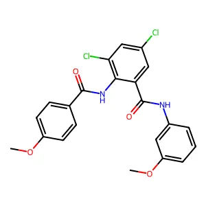 3,5-dichloro-2-[(4-methoxybenzoyl)amino]-N-(3-methoxyphenyl)benzamide structure