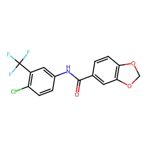 N-[4-chloro-3-(trifluoromethyl)phenyl]-1,3-benzodioxole-5-carboxamide structure