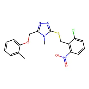3-[(2-chloro-6-nitrobenzyl)sulfanyl]-4-methyl-5-[(2-methylphenoxy)methyl]-4H-1,2,4-triazole structure