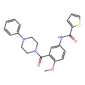 N-(4-methoxy-3-(4-phenylpiperazine-1-carbonyl)phenyl)thiophene-2-carboxamide structure