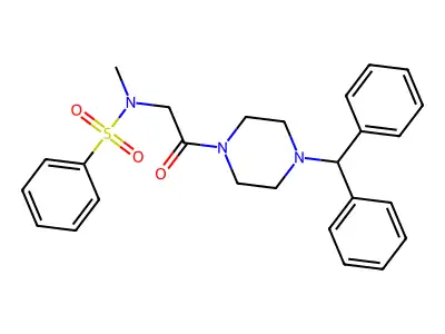 N-[2-(4-benzhydrylpiperazin-1-yl)-2-oxoethyl]-N-methylbenzenesulfonamide structure
