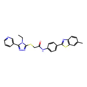 2-{[4-ethyl-5-(pyridin-3-yl)-4H-1,2,4-triazol-3-yl]sulfanyl}-N-[4-(6-methyl-1,3-benzothiazol-2-yl)phenyl]acetamide structure