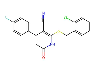 6-[(2-chlorophenyl)methylsulfanyl]-4-(4-fluorophenyl)-2-oxo-3,4-dihydro-1H-pyridine-5-carbonitrile structure