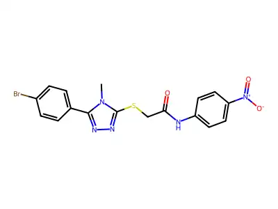 2-[[5-(4-bromophenyl)-4-methyl-1,2,4-triazol-3-yl]sulfanyl]-N-(4-nitrophenyl)acetamide structure