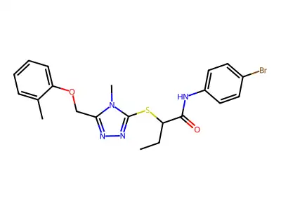 N-(4-bromophenyl)-2-({4-methyl-5-[(2-methylphenoxy)methyl]-4H-1,2,4-triazol-3-yl}sulfanyl)butanamide structure