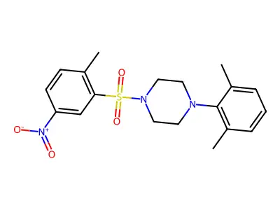 1-(2,6-Dimethylphenyl)-4-(2-methyl-5-nitrobenzenesulfonyl)piperazine structure