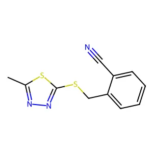 2-{[(5-Methyl-1,3,4-thiadiazol-2-yl)sulfanyl]methyl}benzonitrile structure