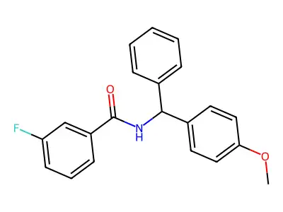 3-fluoro-N-[(4-methoxyphenyl)(phenyl)methyl]benzamide structure