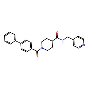 1-(4-phenylbenzoyl)-N-(pyridin-4-ylmethyl)piperidine-4-carboxamide structure