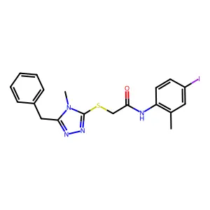 2-[(5-benzyl-4-methyl-1,2,4-triazol-3-yl)sulfanyl]-N-(4-iodo-2-methylphenyl)acetamide structure