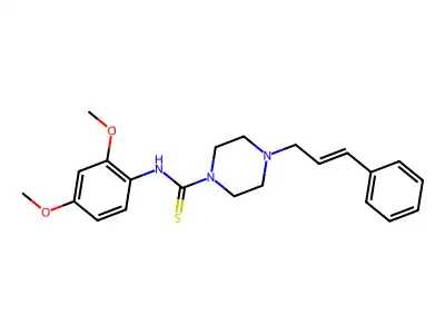 N-(2,4-dimethoxyphenyl)-4-[(E)-3-phenylprop-2-enyl]piperazine-1-carbothioamide structure