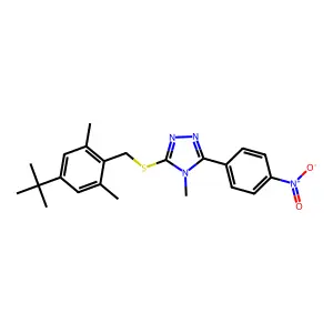 3-[(4-tert-butyl-2,6-dimethylbenzyl)sulfanyl]-4-methyl-5-(4-nitrophenyl)-4H-1,2,4-triazole structure