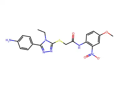 2-[[5-(4-aminophenyl)-4-ethyl-1,2,4-triazol-3-yl]sulfanyl]-N-(4-methoxy-2-nitrophenyl)acetamide structure