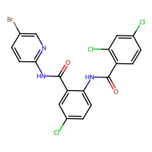 N-[2-[(5-bromopyridin-2-yl)carbamoyl]-4-chlorophenyl]-2,4-dichlorobenzamide structure