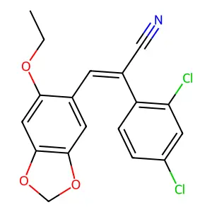 (Z)-2-(2,4-dichlorophenyl)-3-(6-ethoxy-1,3-benzodioxol-5-yl)prop-2-enenitrile structure