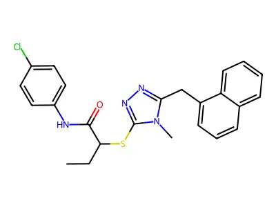 N-(4-chlorophenyl)-2-[[4-methyl-5-(naphthalen-1-ylmethyl)-1,2,4-triazol-3-yl]sulfanyl]butanamide structure